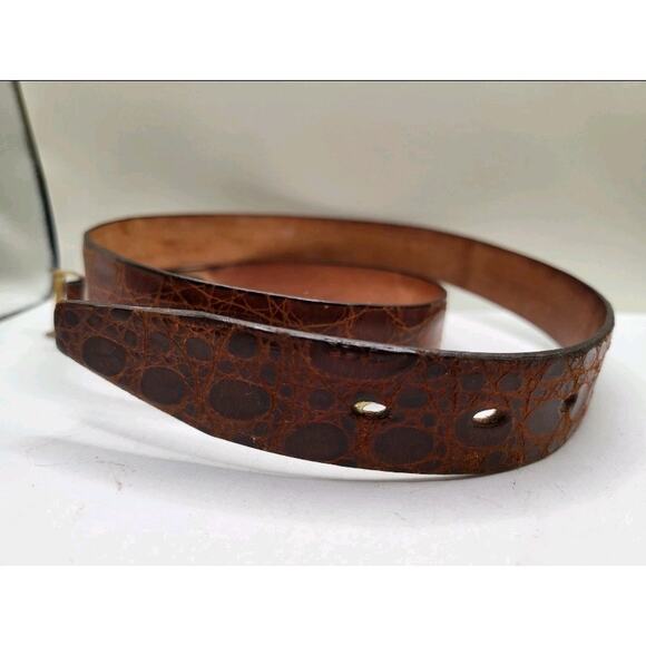 Vintage 1950s Genuine Alligator Belt Size 30 Brown Exotic Leather Mid Century
